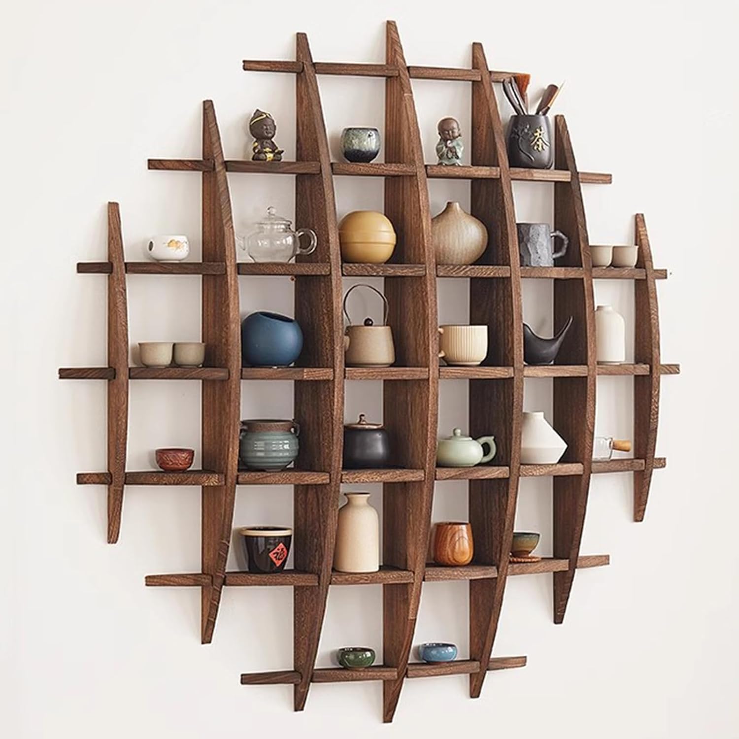 Wall Shelf Commercial Kitchen - Solid Wood Chinese Tea Cup Holder