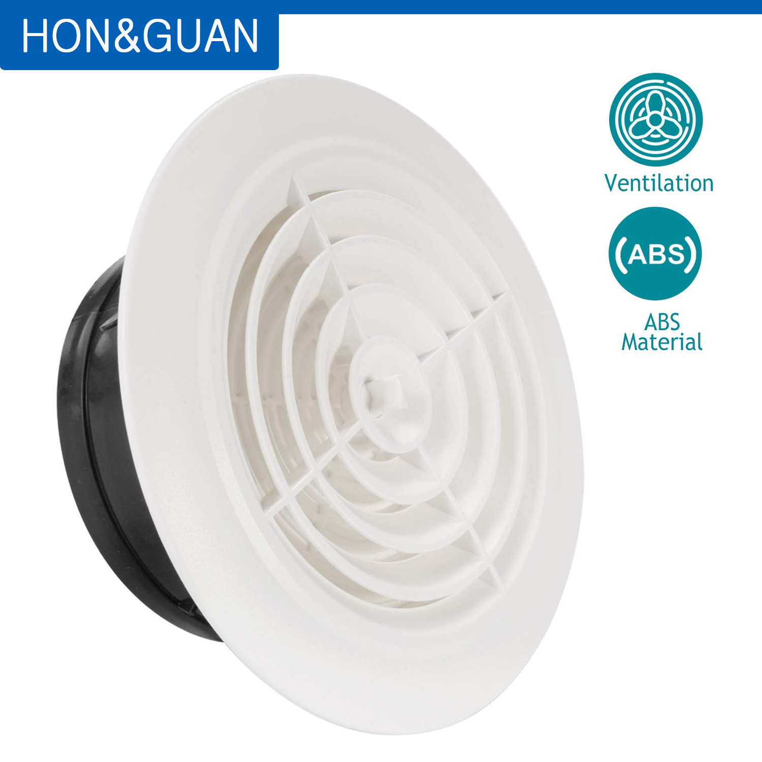 Commercial Kitchen Vent - Hon&Guan 3~8''Round Plastic Grill Louver Adjustable