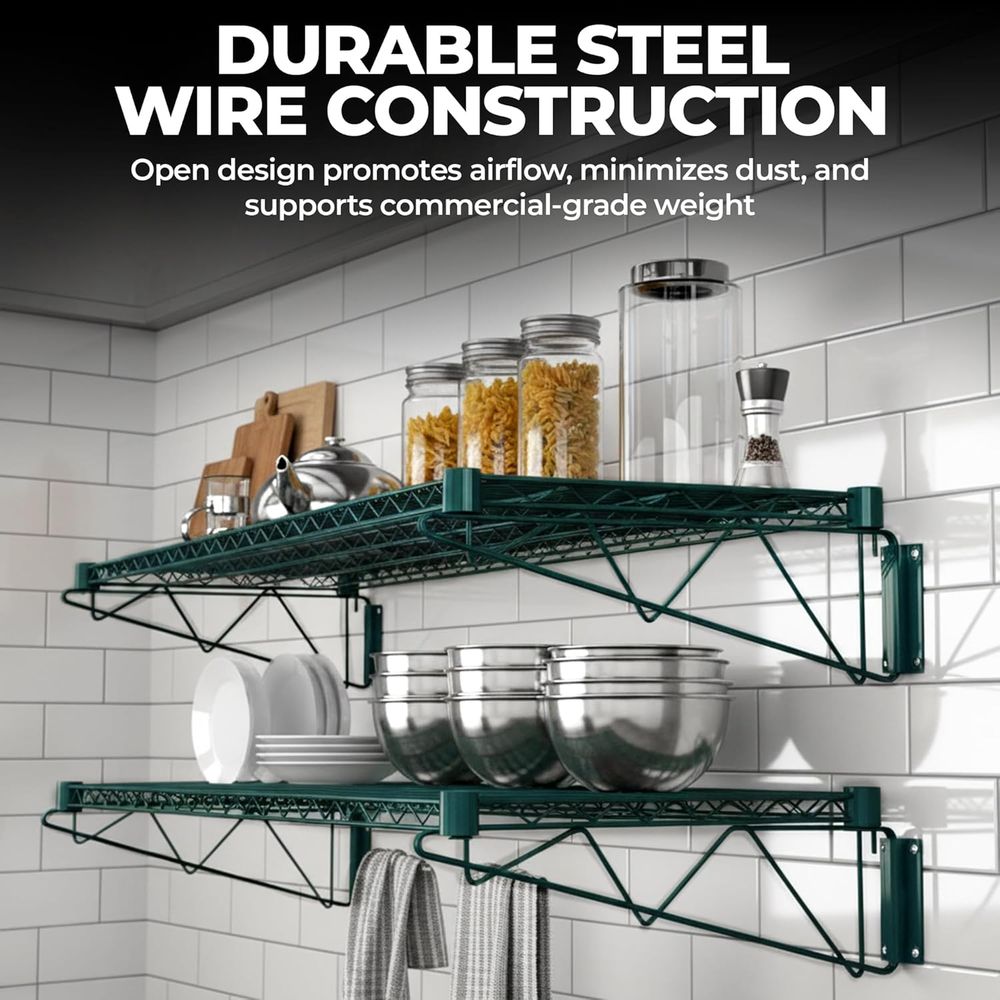 Premium Epoxy Green Wire Wall  - огляд і ціна Wall Shelf Commercial Kitchen