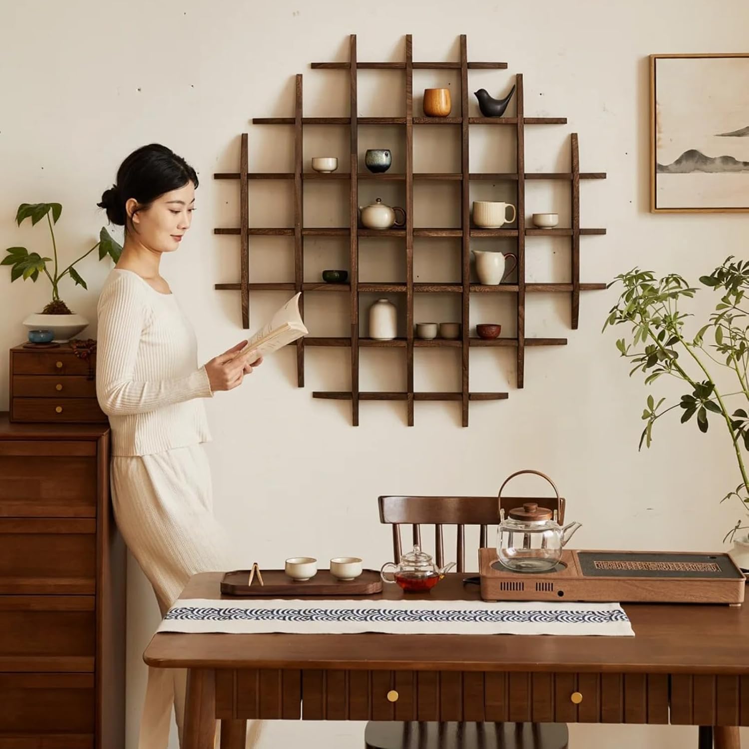 Solid Wood Chinese Tea Cup Hol - огляд і ціна Wall Shelf Commercial Kitchen