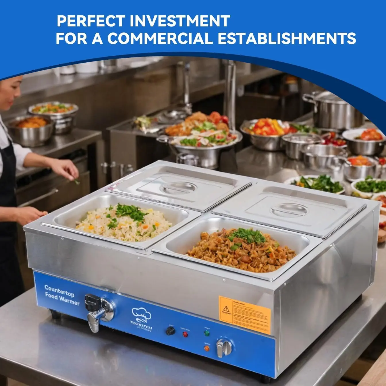 ETL Listed 4 Pan Commercial Fo - огляд і ціна Bain Marie Food Warmer