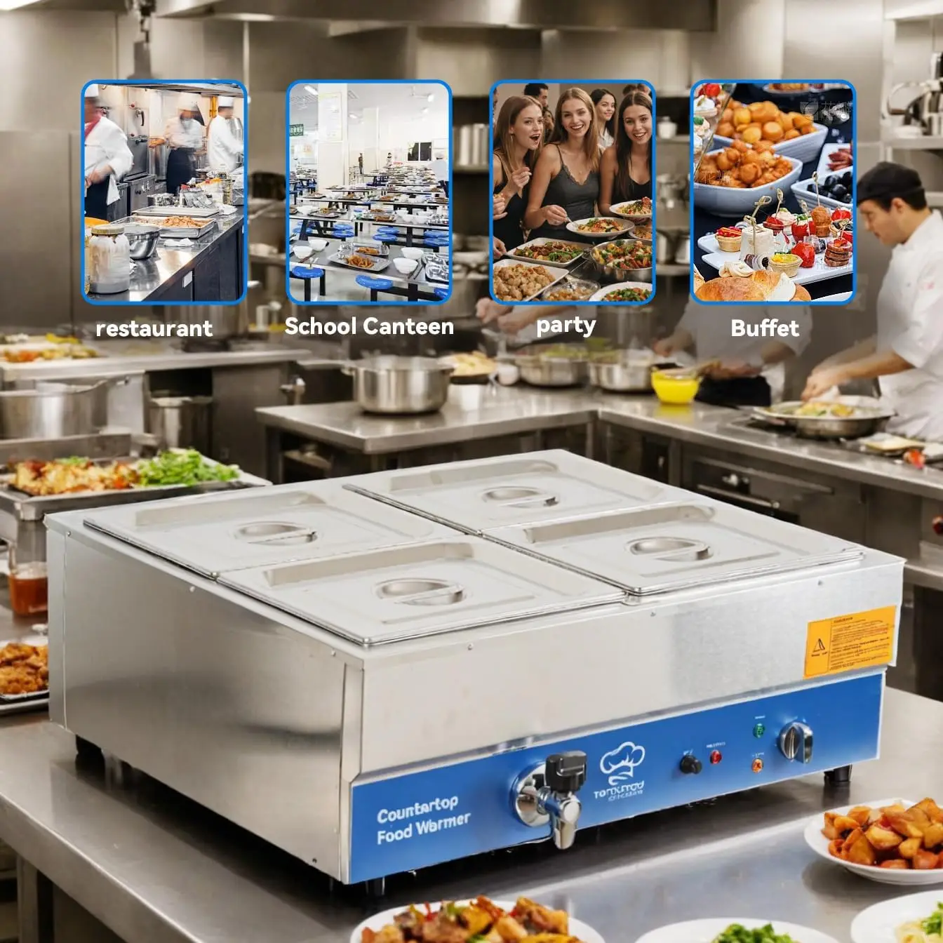 ETL Listed 4 Pan Commercial Fo - огляд і ціна Bain Marie Food Warmer