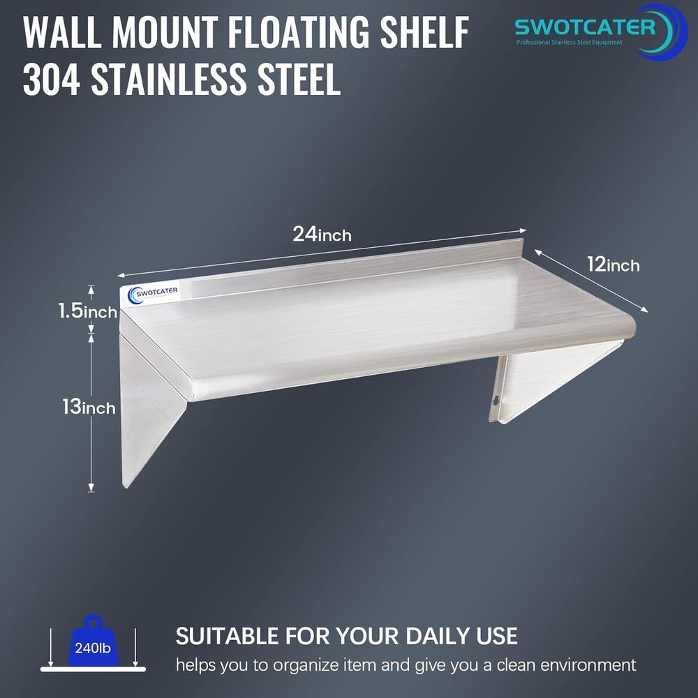 2 Pack Stainless Steel Shelves - огляд і ціна Wall Shelf Commercial Kitchen
